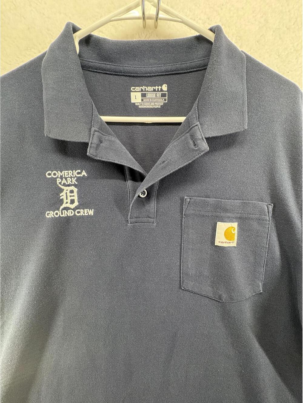 Carhartt Loose Fit Pocket Polo Mens L Detroit Tigers Comerica Park Ground Crew
